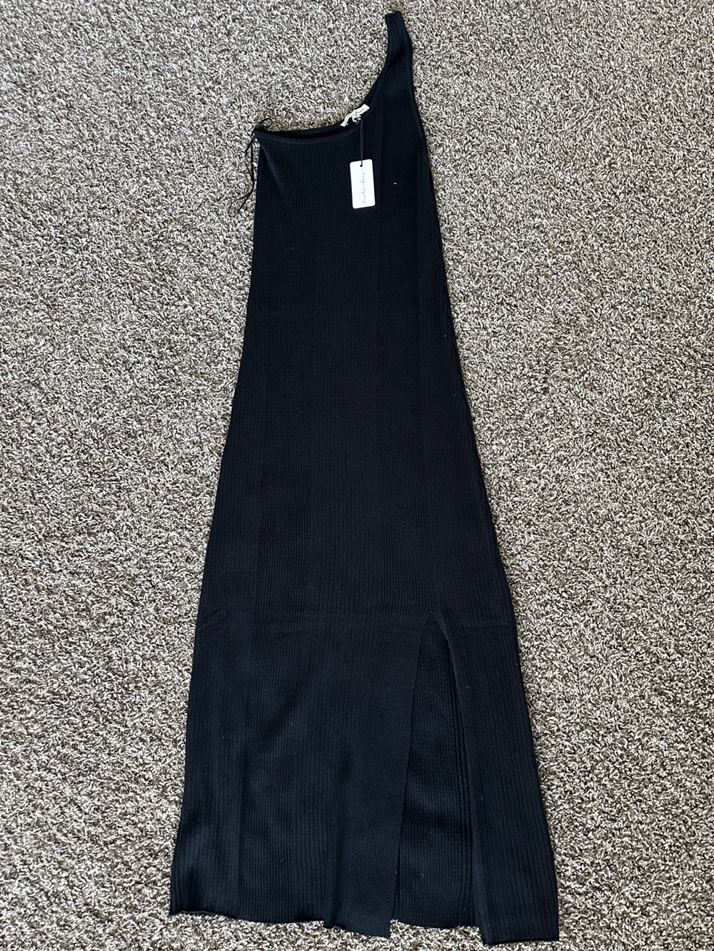 T.J.Maxx Black One-Shoulder Ribbed Maxi Dress